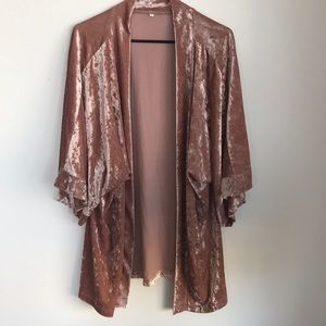 Pink Crushed Velvet Robe